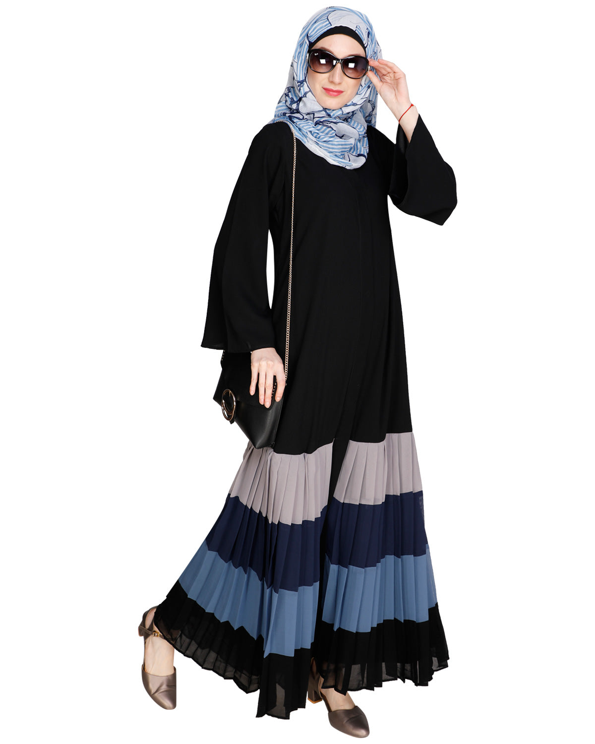 Multi Coloured Pleated Stylish Abaya