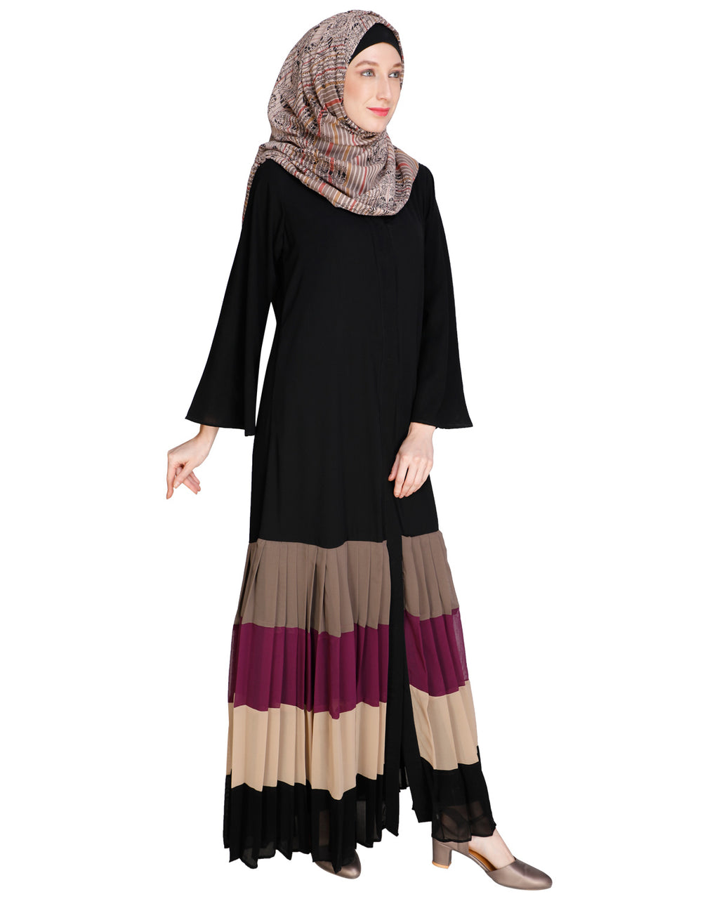 Multi Coloured Pleated Stylish Abaya