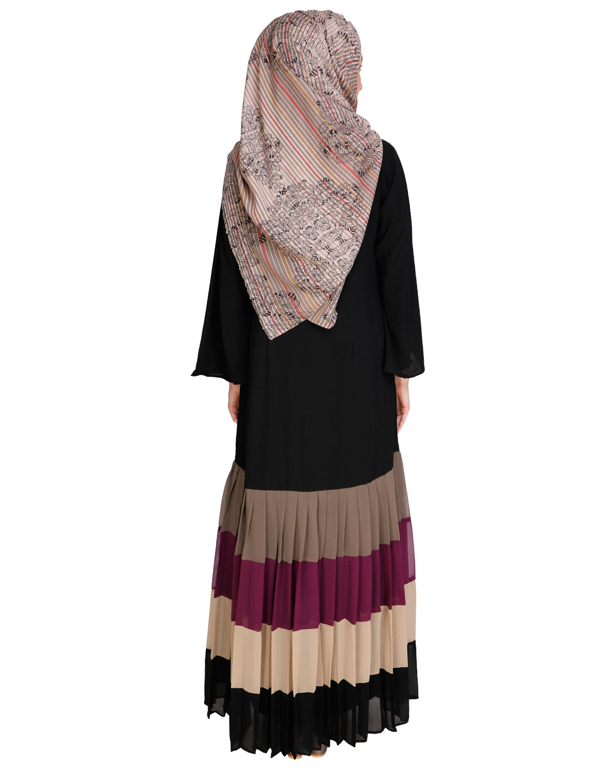 Multi Coloured Pleated Stylish Abaya