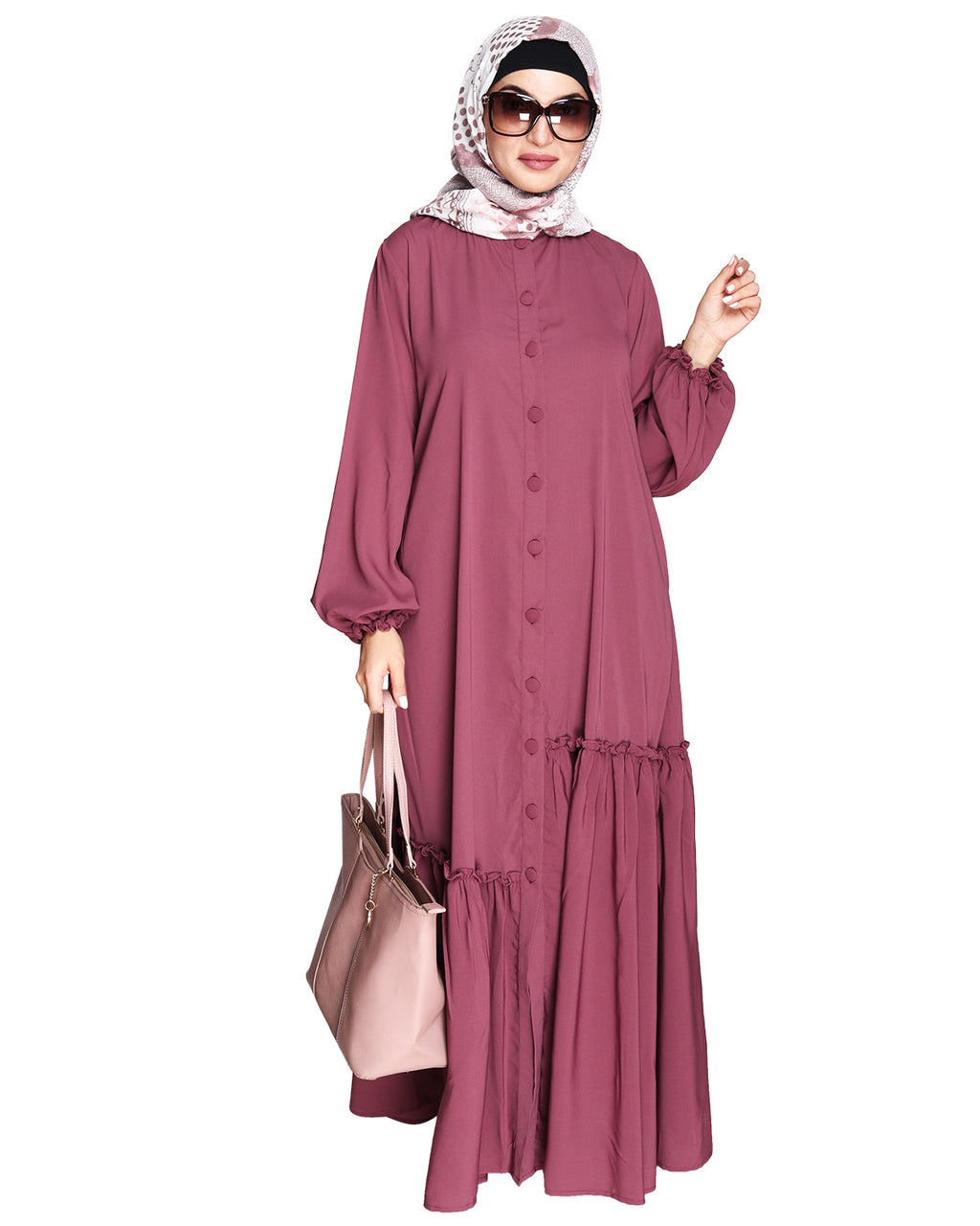Chic Spiral Abaya With Frills