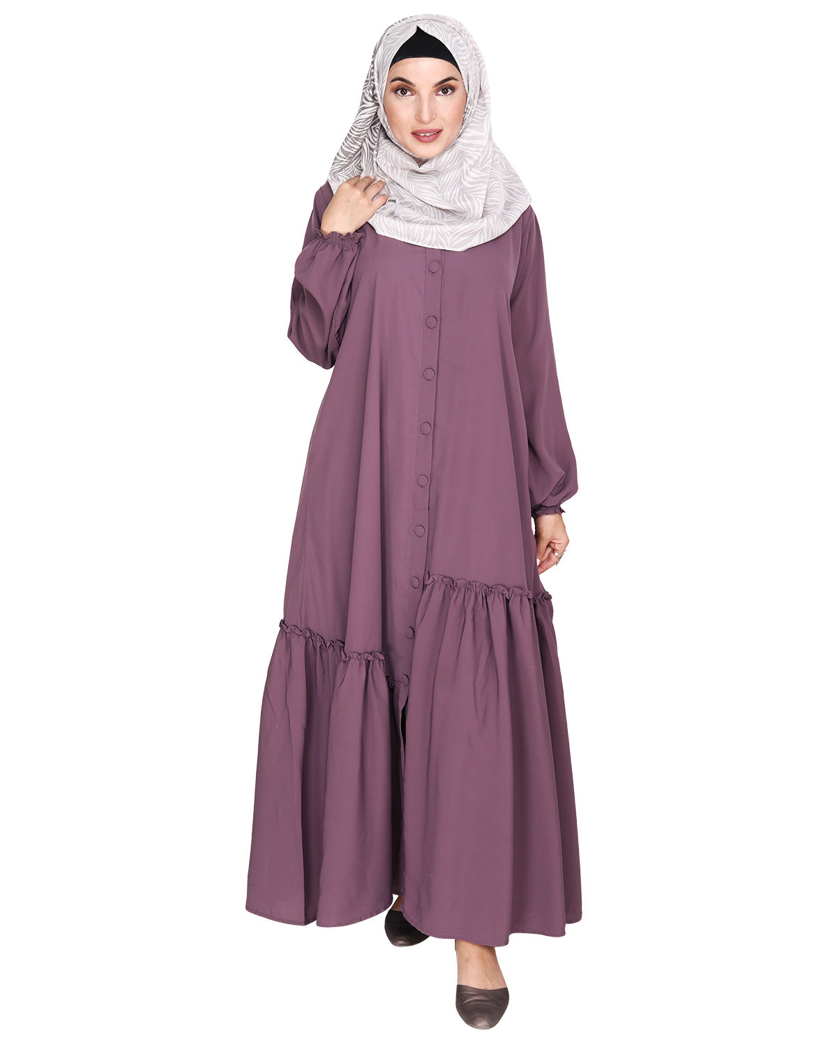 Chic Spiral Abaya With Frills