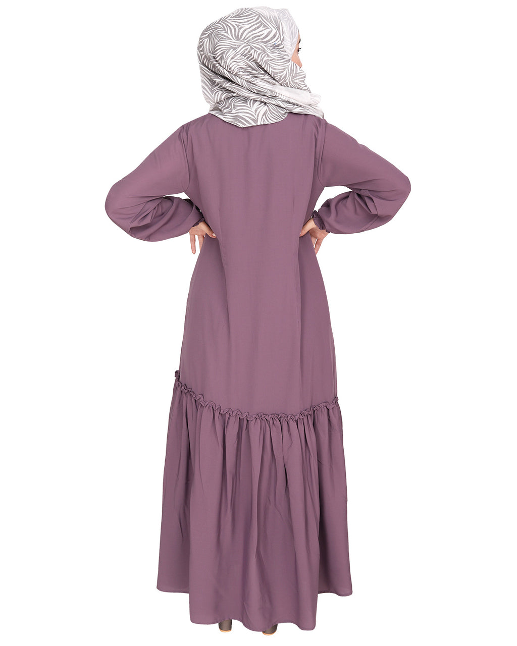 Chic Spiral Abaya With Frills