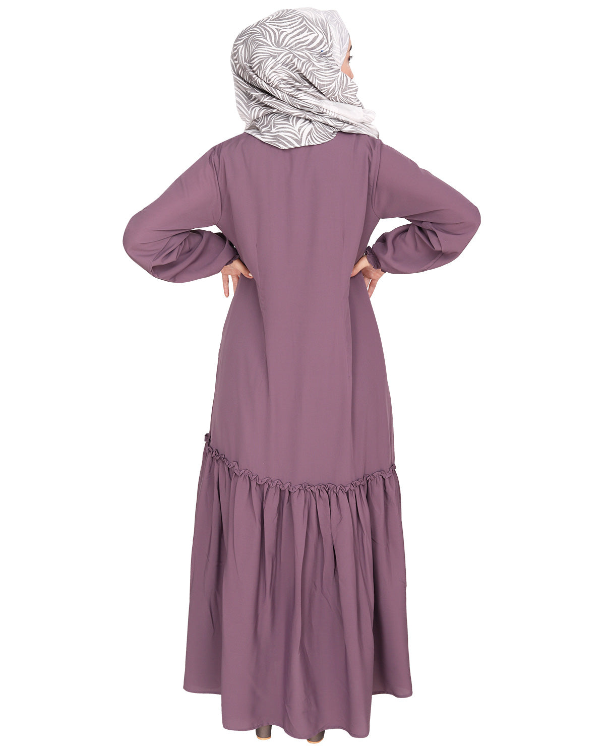 Chic Spiral Abaya With Frills