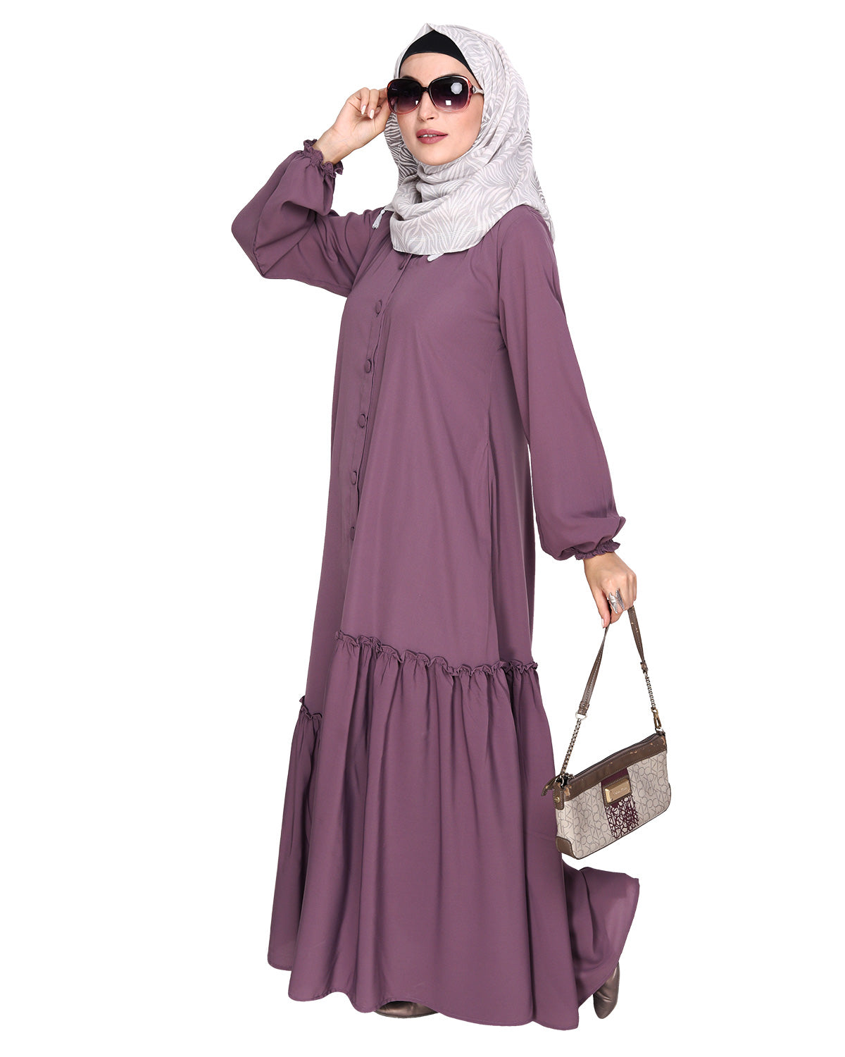 Chic Spiral Abaya With Frills