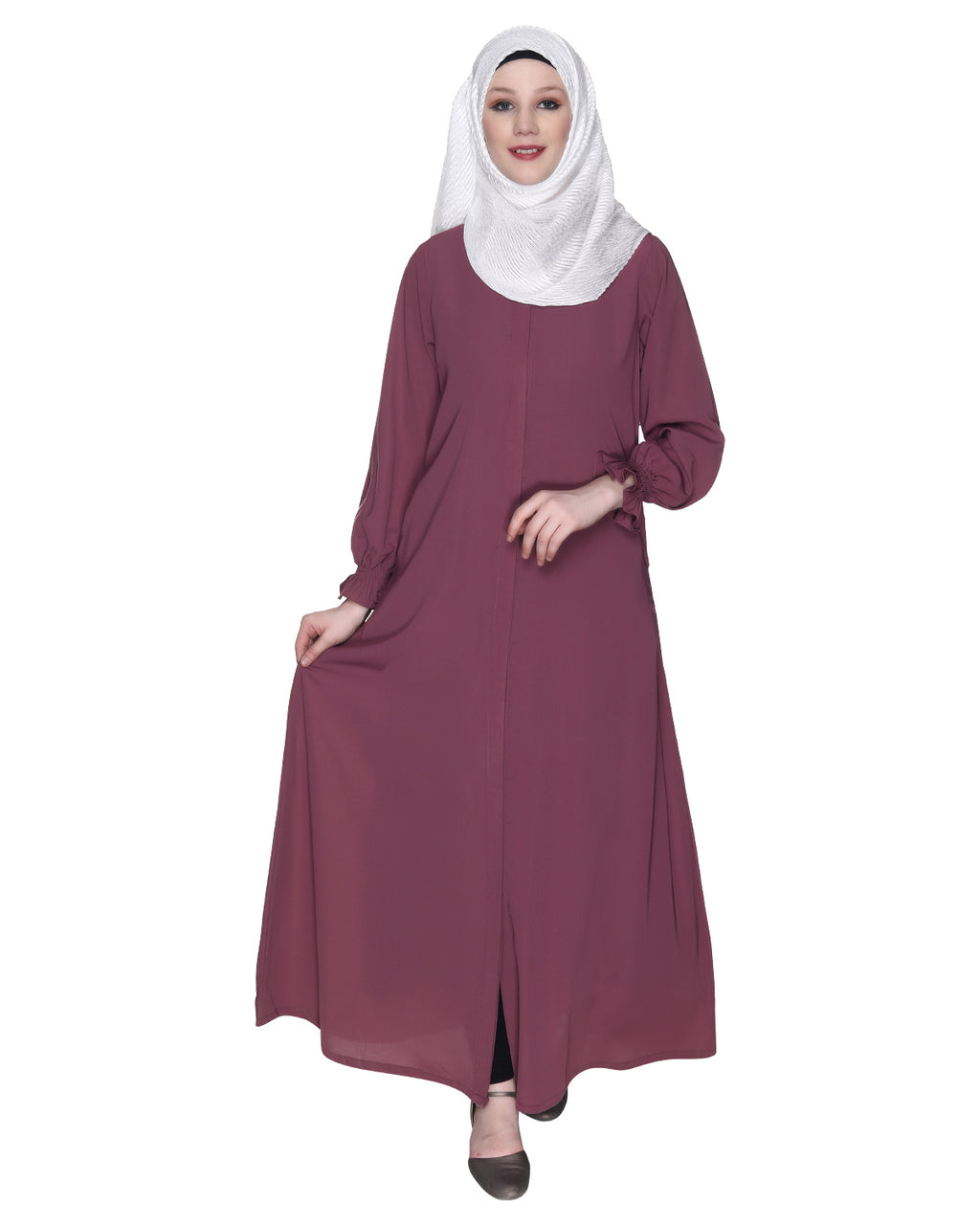 Classic Plain Abaya With Elastic Cuffs