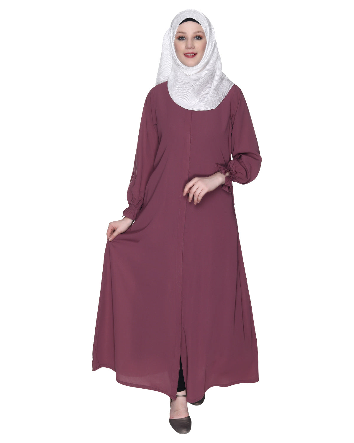 Classic Plain Abaya With Elastic Cuffs