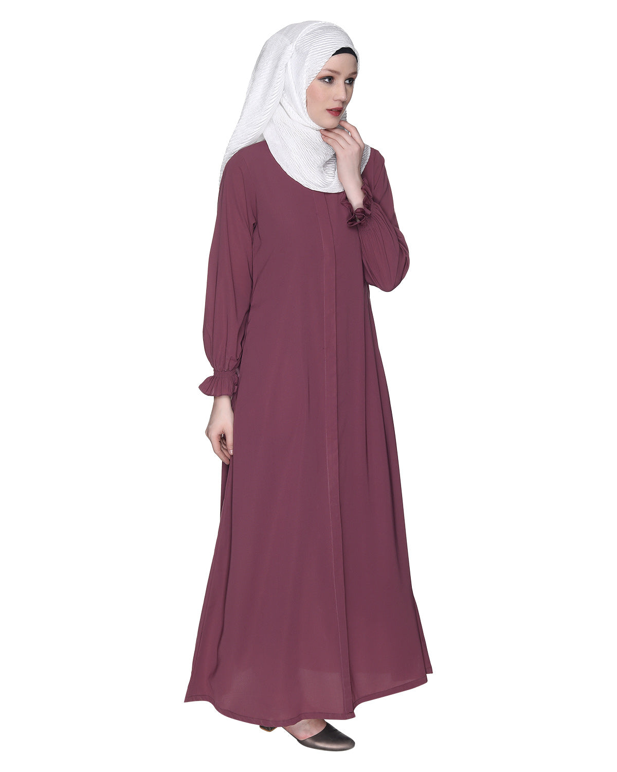 Classic Plain Abaya With Elastic Cuffs