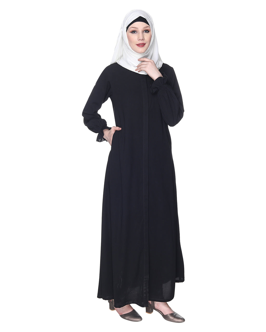 Classic Plain Abaya With Elastic Cuffs
