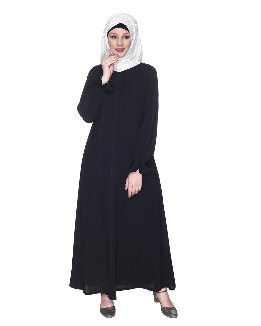 Classic Plain Abaya With Elastic Cuffs