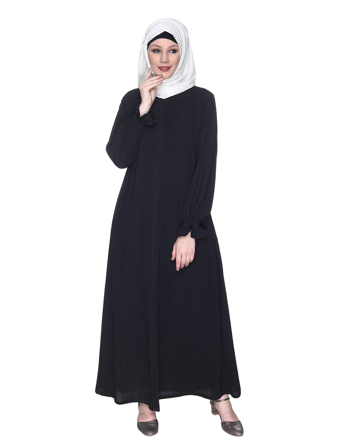 Classic Plain Abaya With Elastic Cuffs