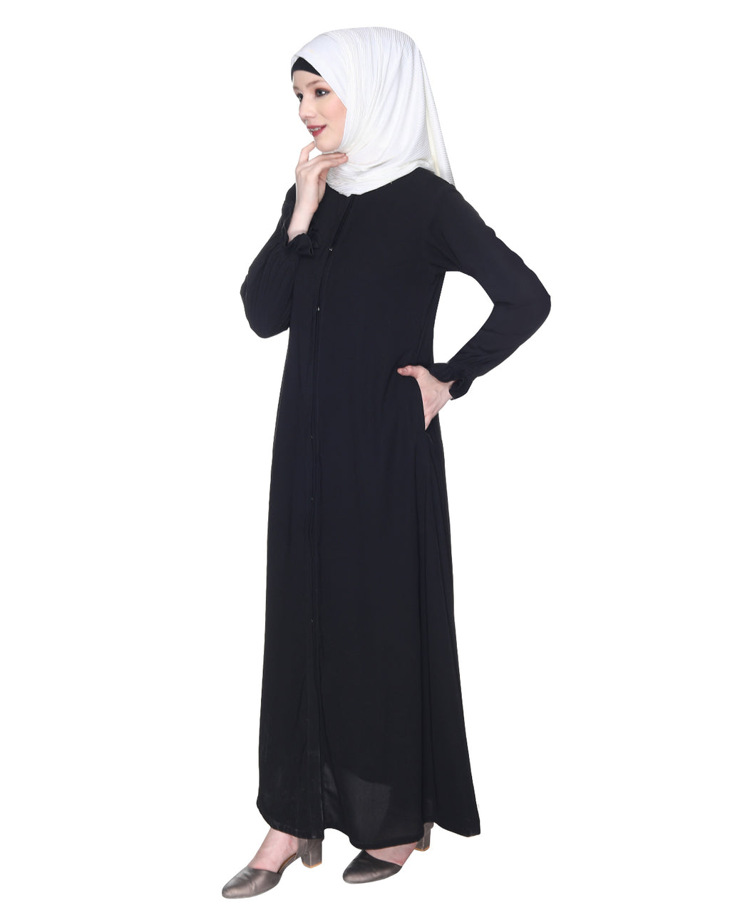 Classic Plain Abaya With Elastic Cuffs