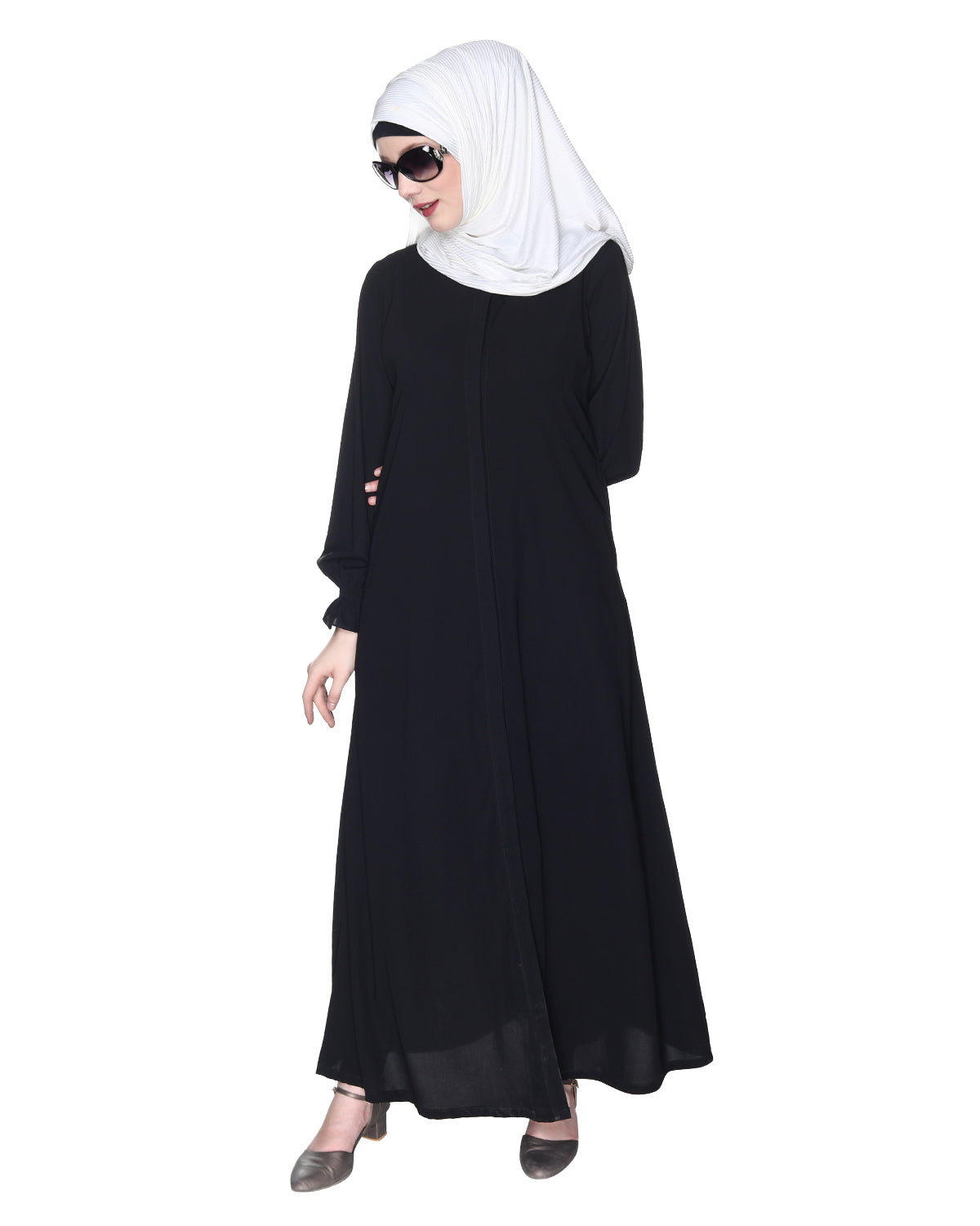 Classic Plain Abaya With Elastic Cuffs