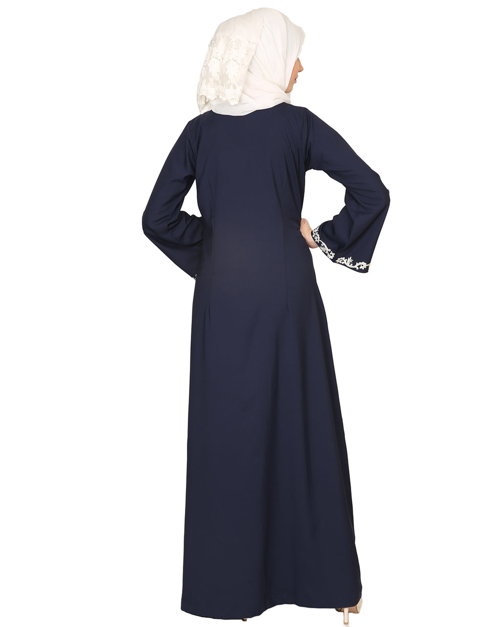 Blue Abaya with Thread embroidery