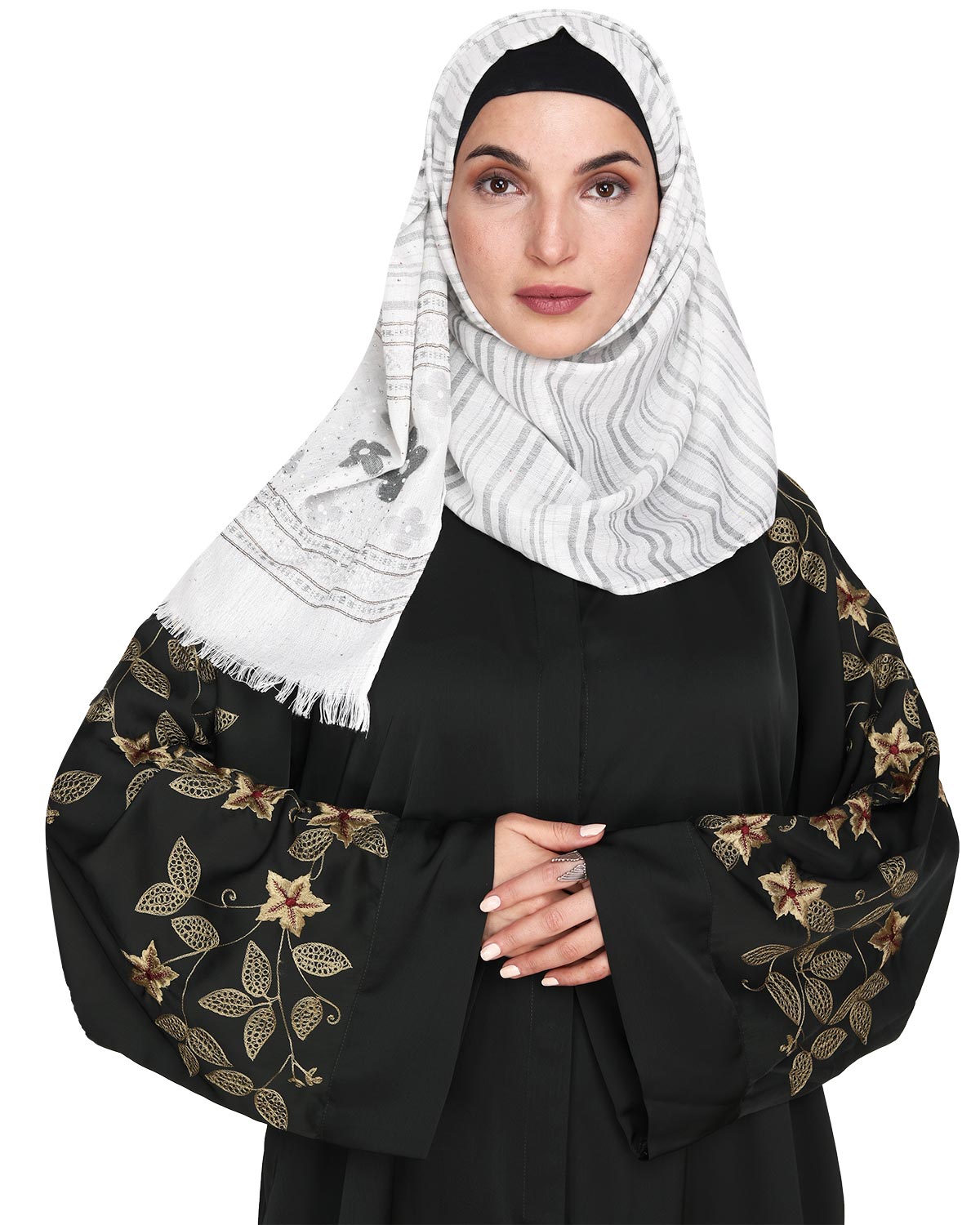 Alluring Floral Embroidery Dubai Style Abaya