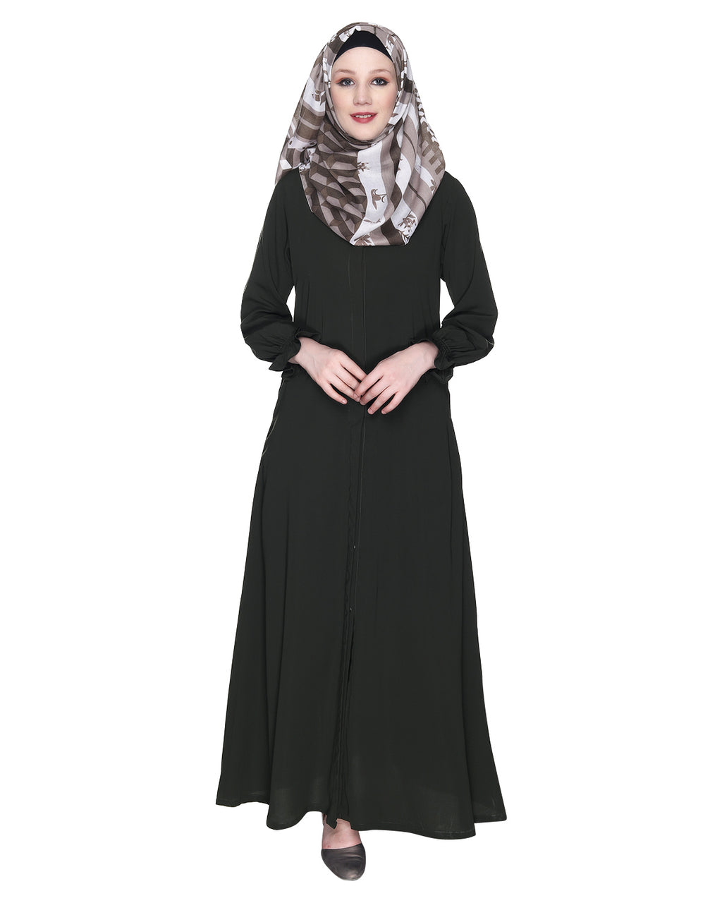 Classic Plain Abaya With Elastic Cuffs