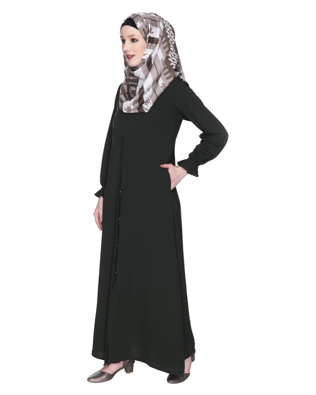 Classic Plain Abaya With Elastic Cuffs
