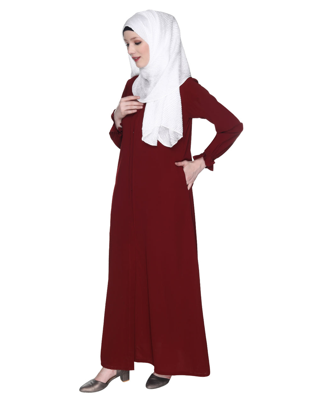 Classic Plain Abaya With Elastic Cuffs