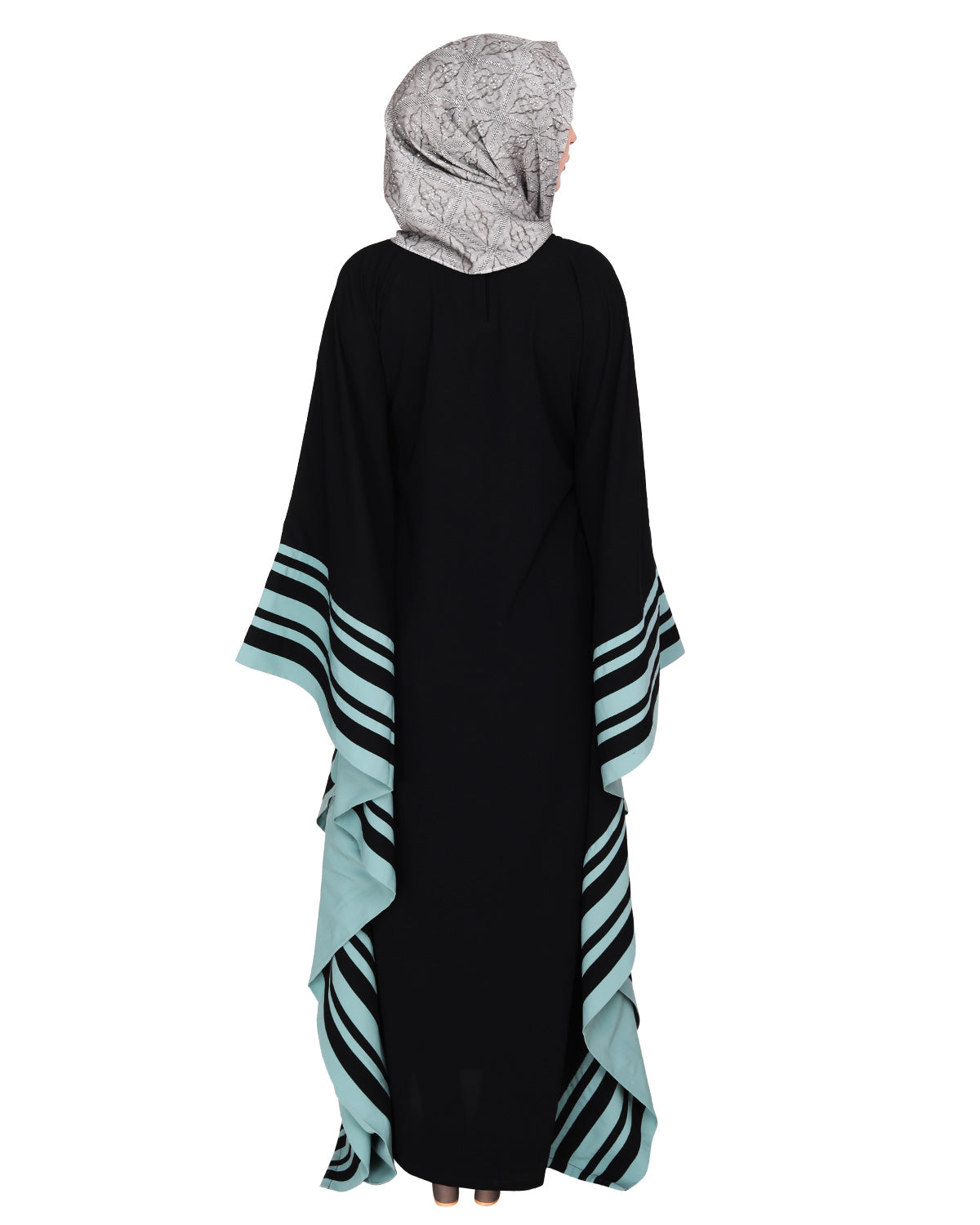 Black Kaftan with Striped Border