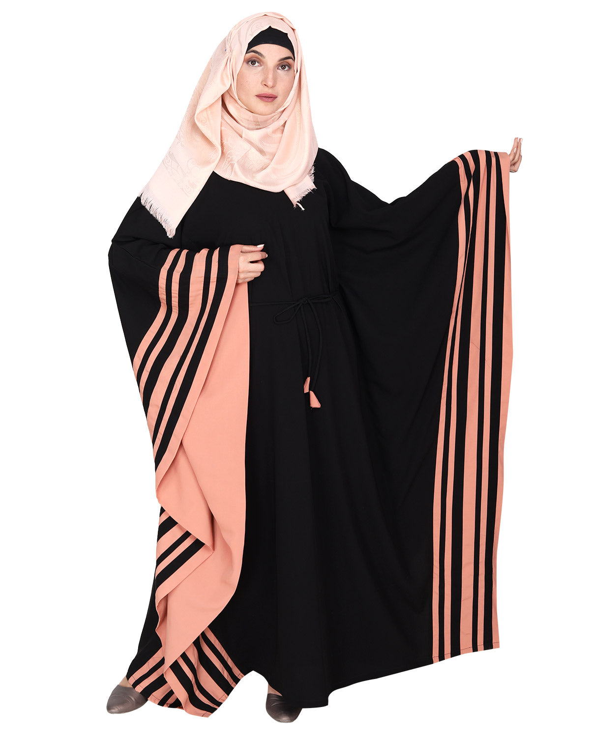 Black Kaftan with Striped Border