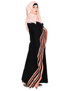 Black Kaftan with Striped Border