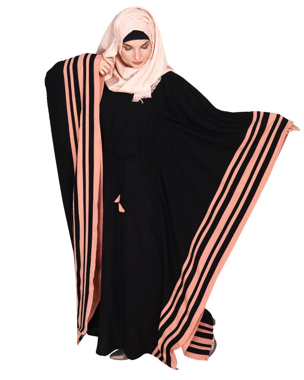 Black Kaftan with Striped Border