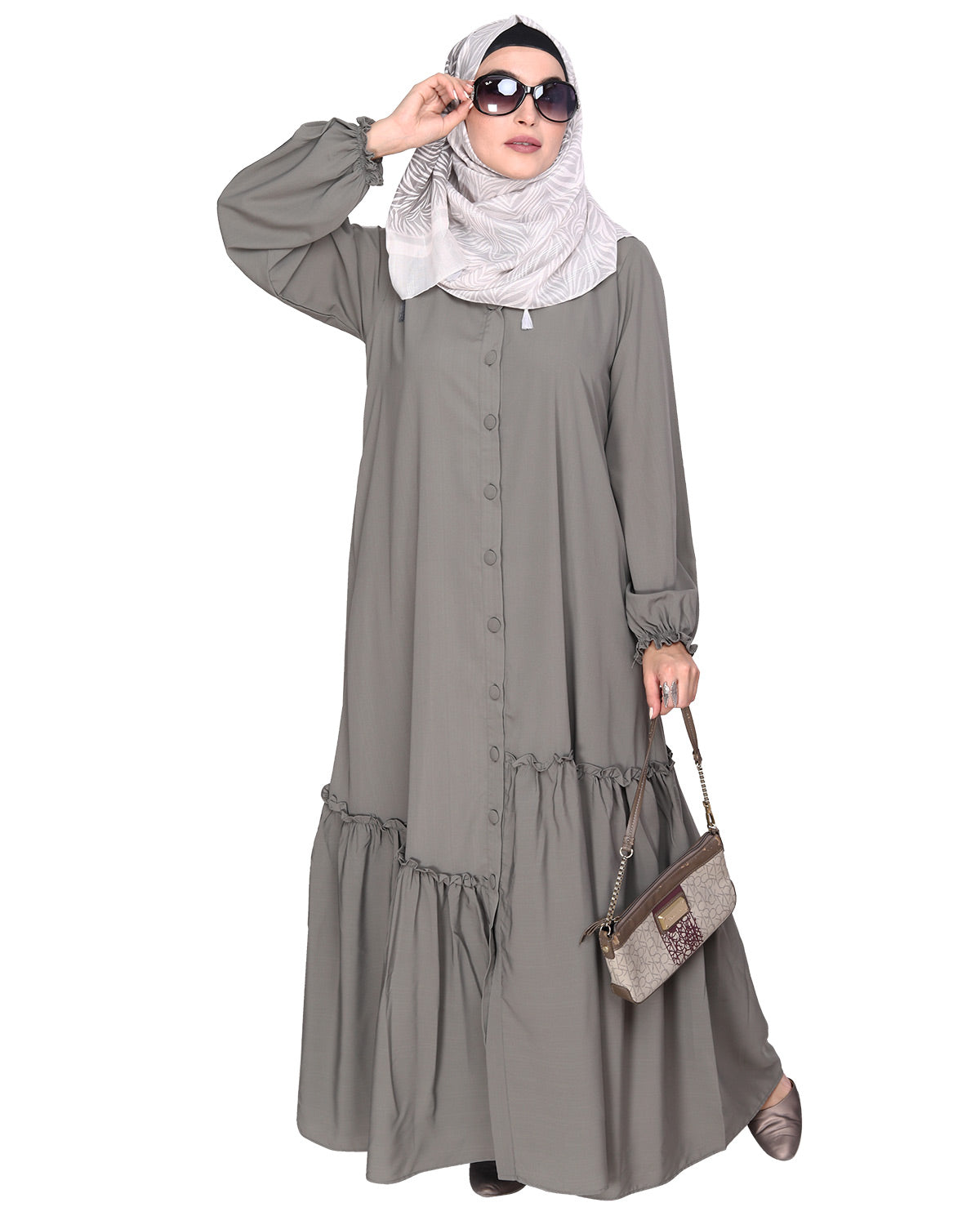 Chic Spiral Abaya With Frills