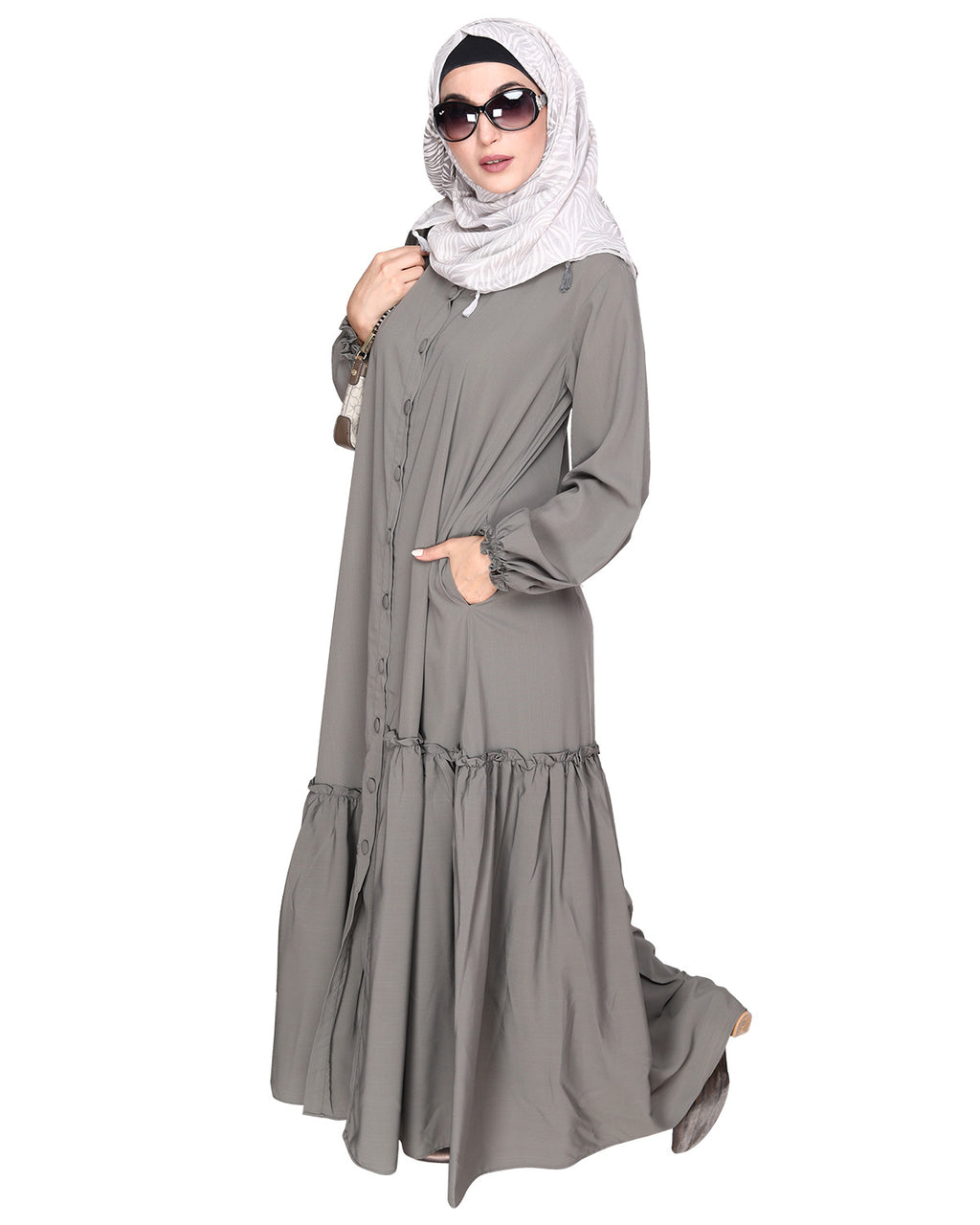 Chic Spiral Abaya With Frills