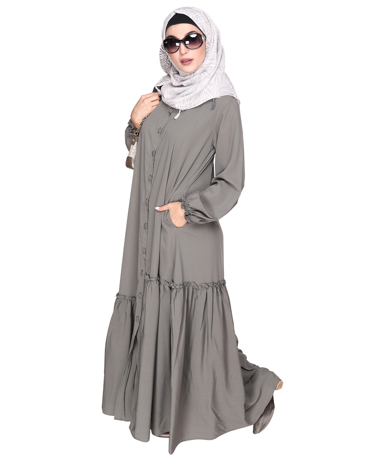 Chic Spiral Abaya With Frills