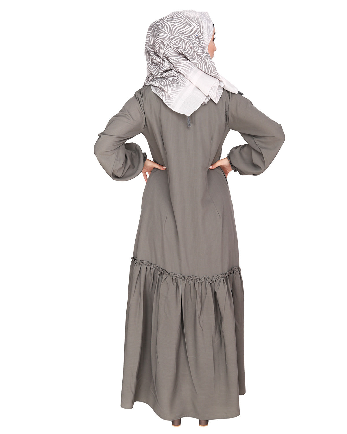 Chic Spiral Abaya With Frills