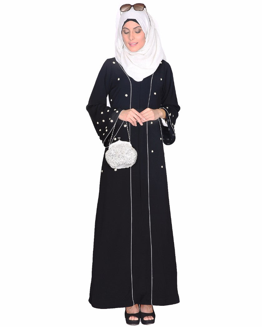 Delicate Pearl Hand Embroidered Abaya