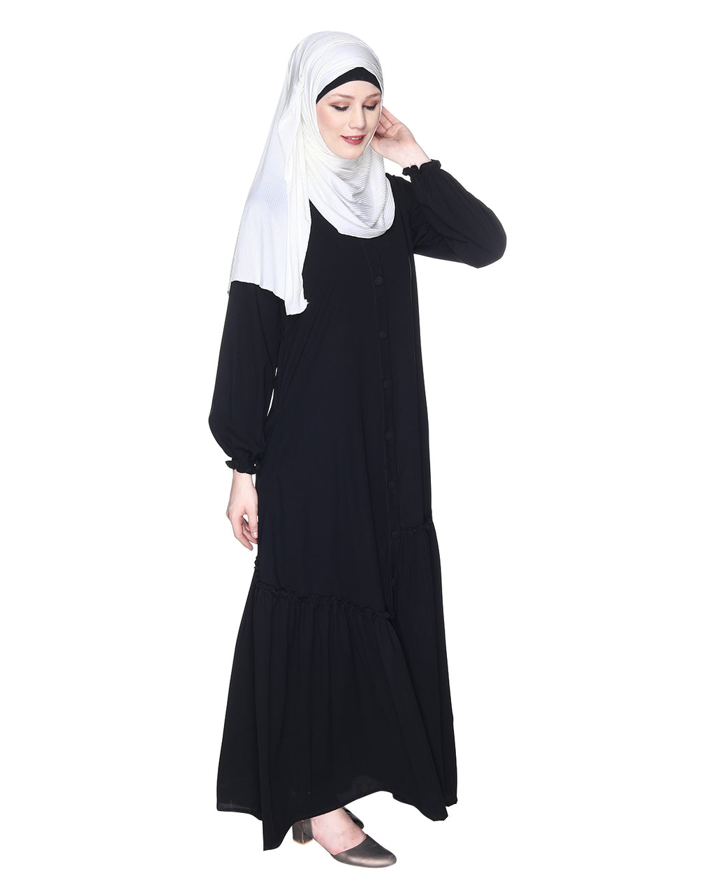 Chic Spiral Abaya With Frills