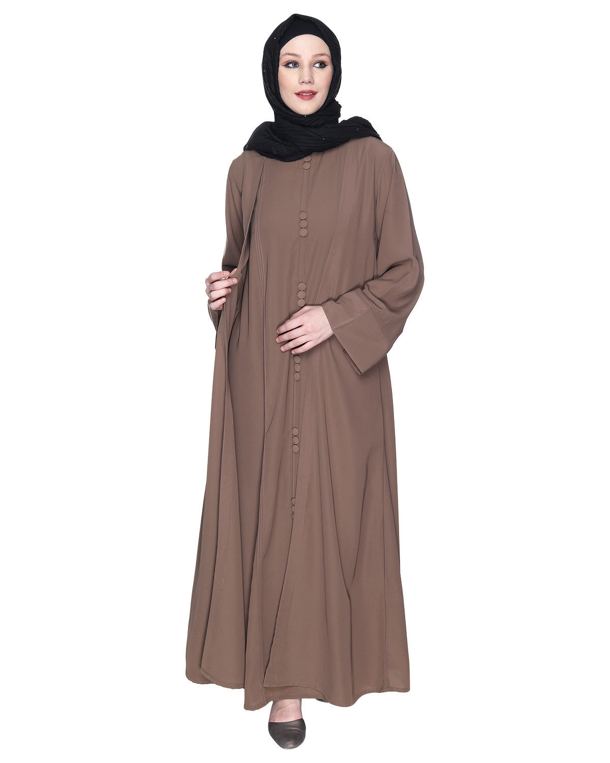 Besuited  Double Panel Abaya With Pintucks