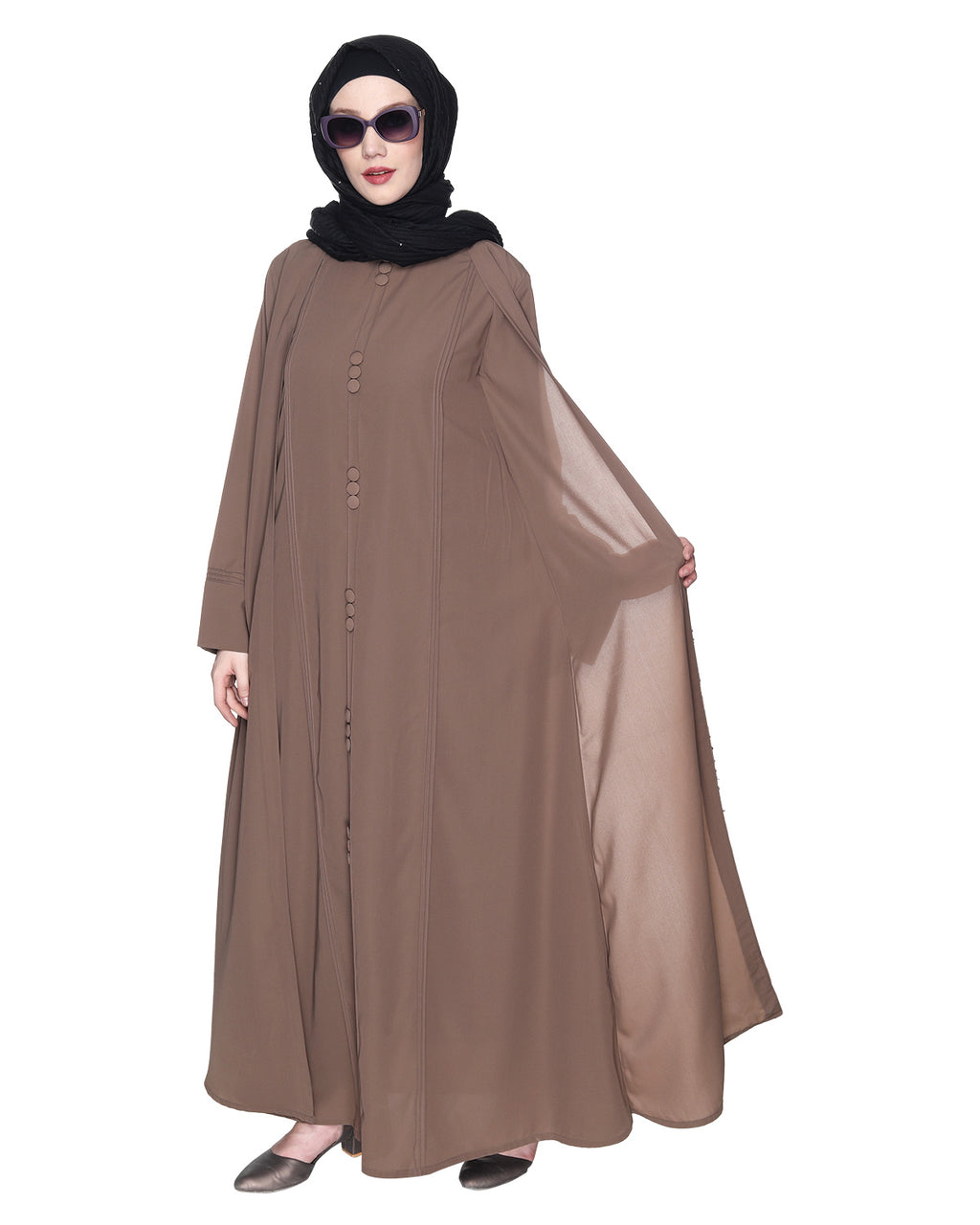 Besuited  Double Panel Abaya With Pintucks