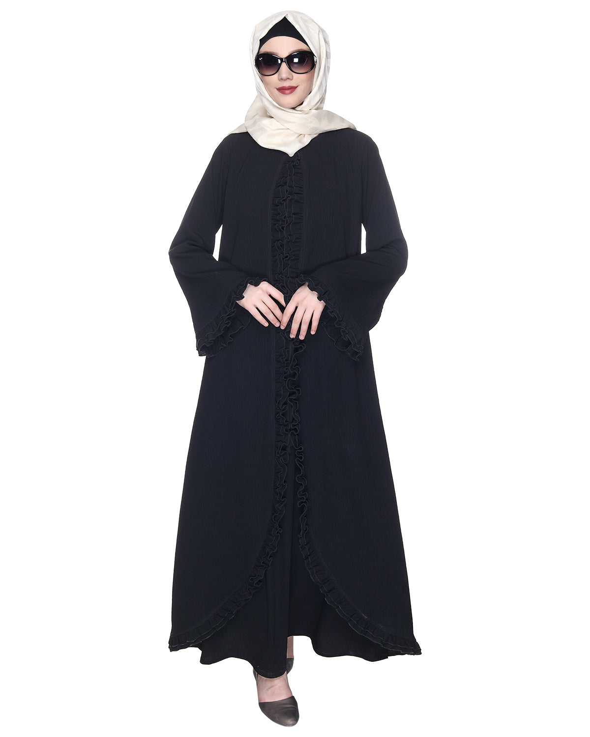 Dapper Jacket Style Frill Abaya