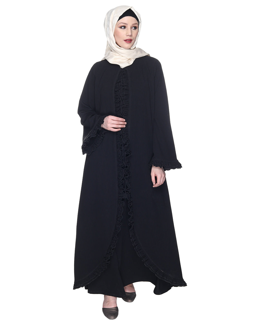 Dapper Jacket Style Frill Abaya