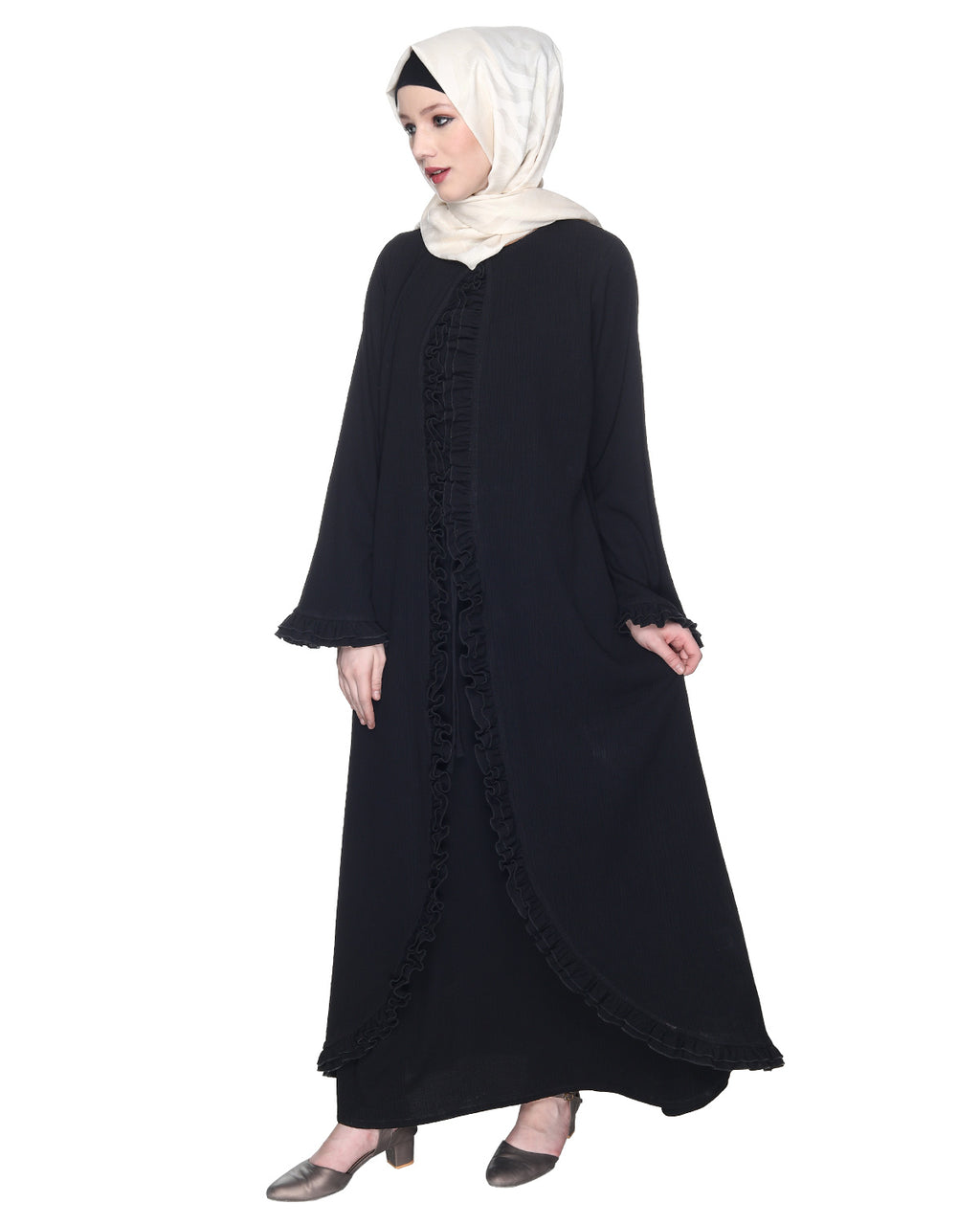 Dapper Jacket Style Frill Abaya