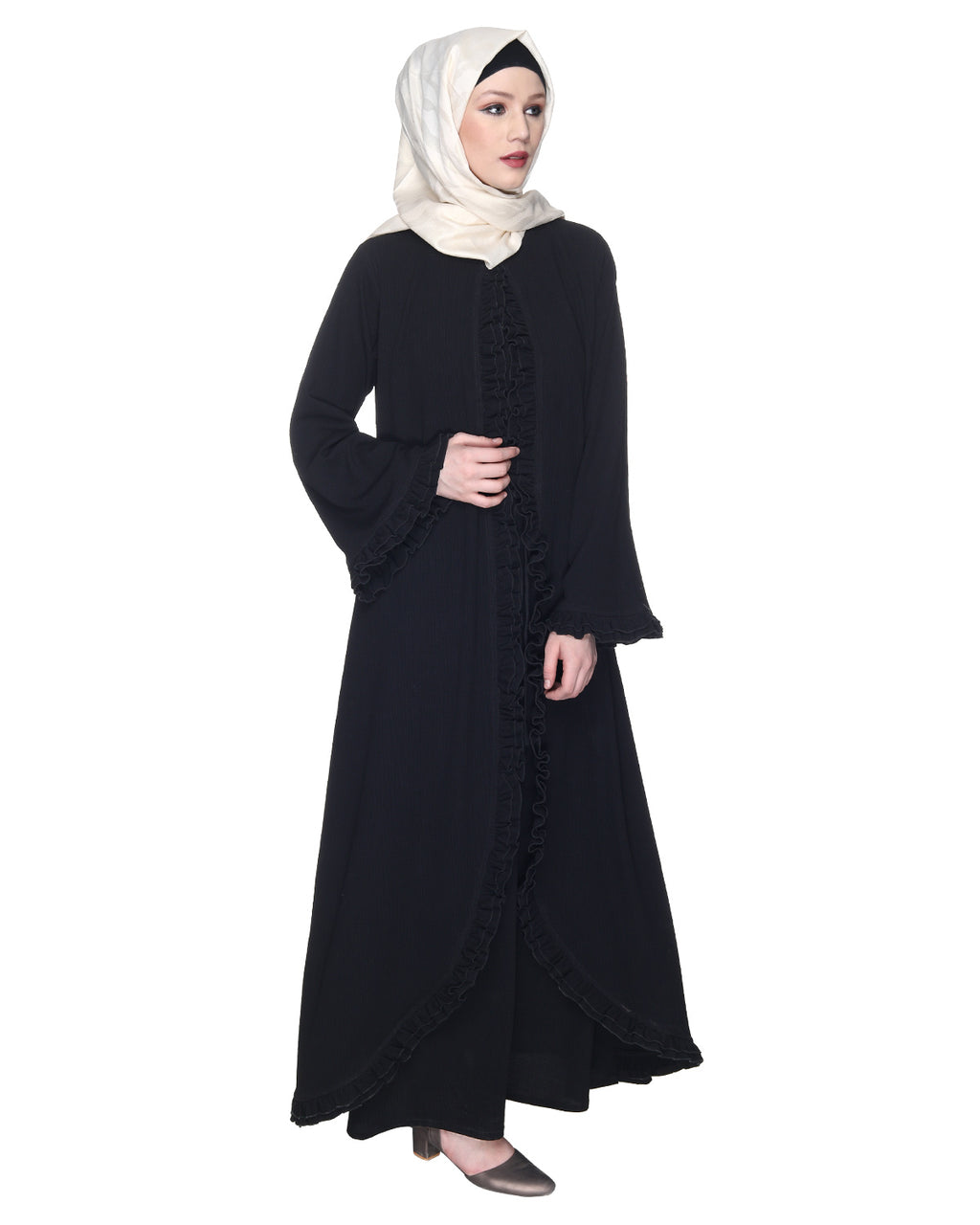 Dapper Jacket Style Frill Abaya