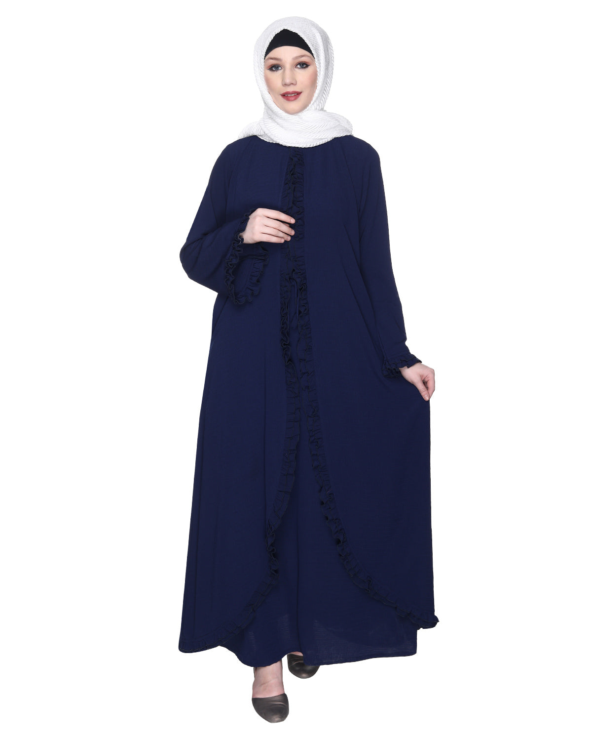 Dapper Jacket Style Frill Abaya