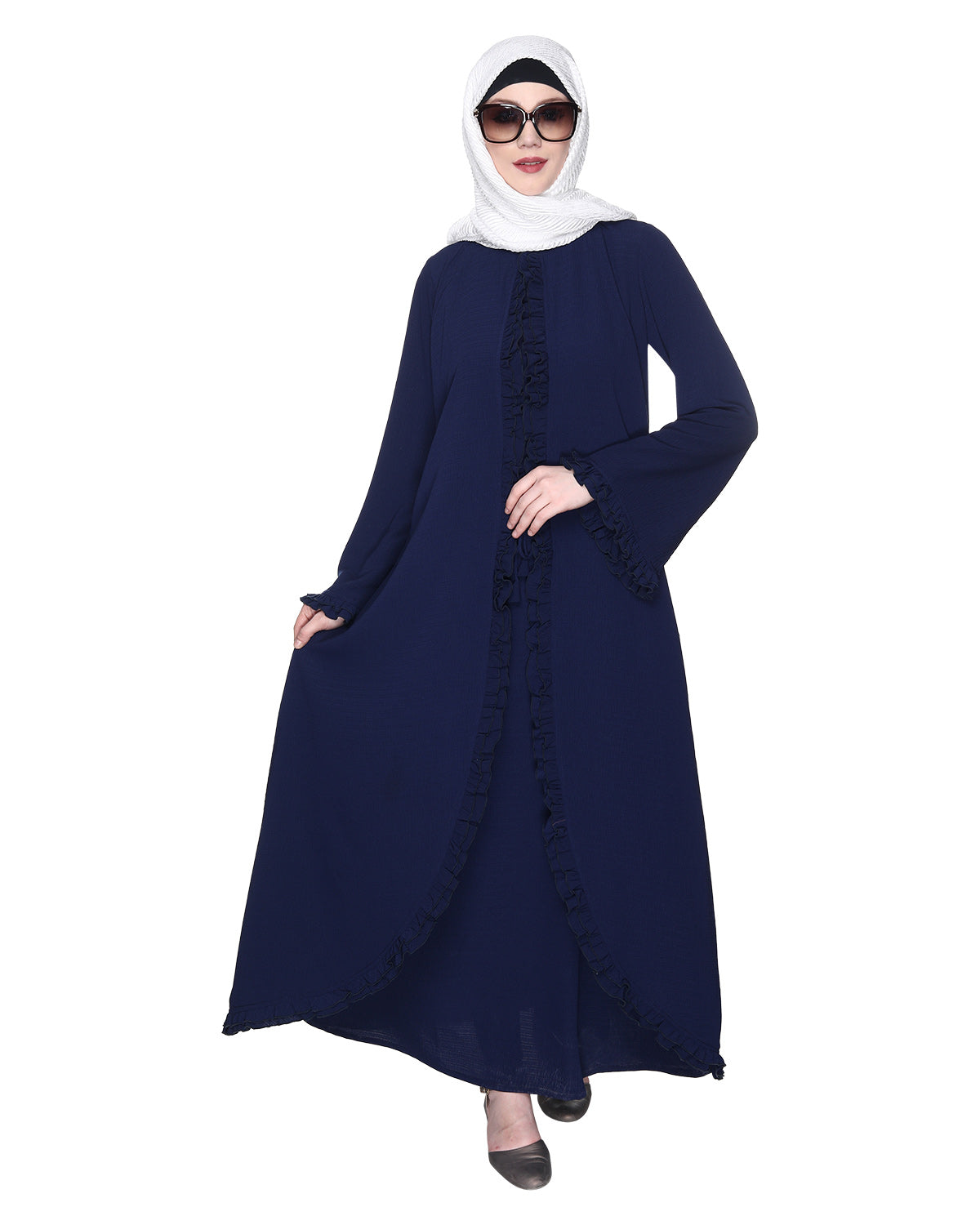 Dapper Jacket Style Frill Abaya