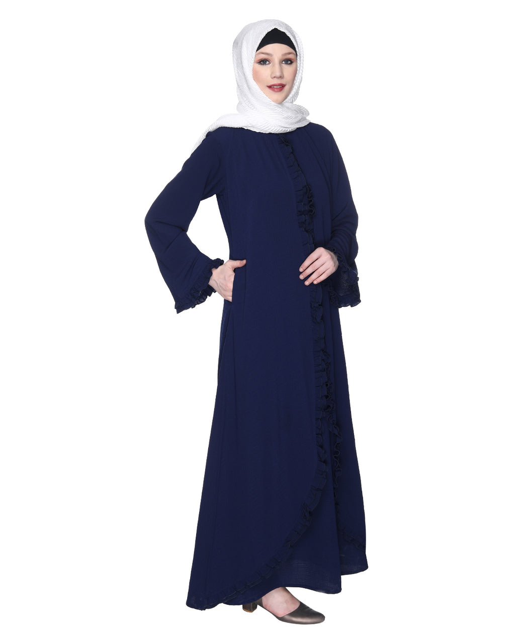 Dapper Jacket Style Frill Abaya