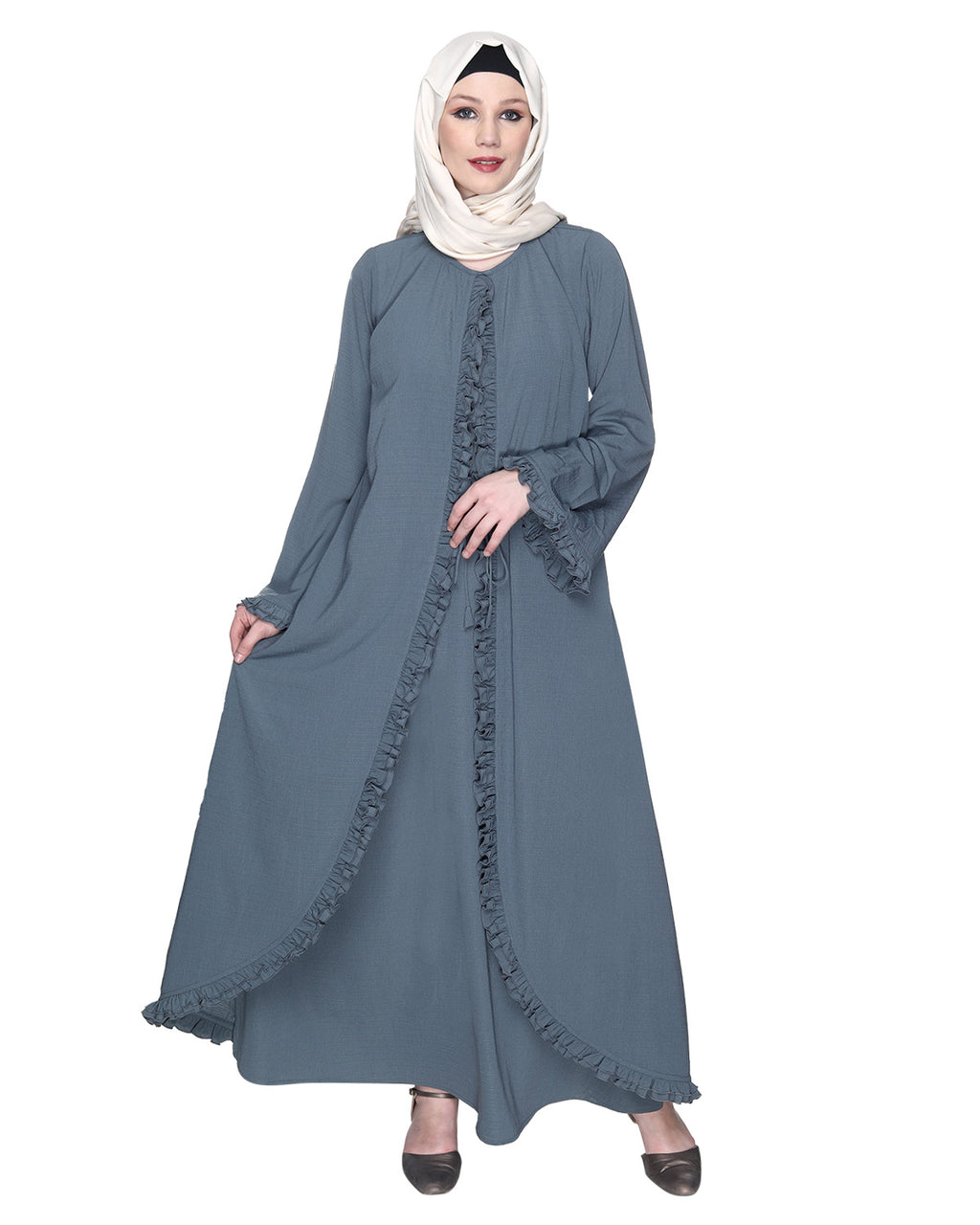 Dapper Jacket Style Frill Abaya