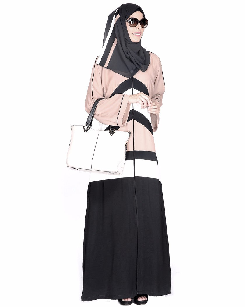 Black, White And Beige Abaya