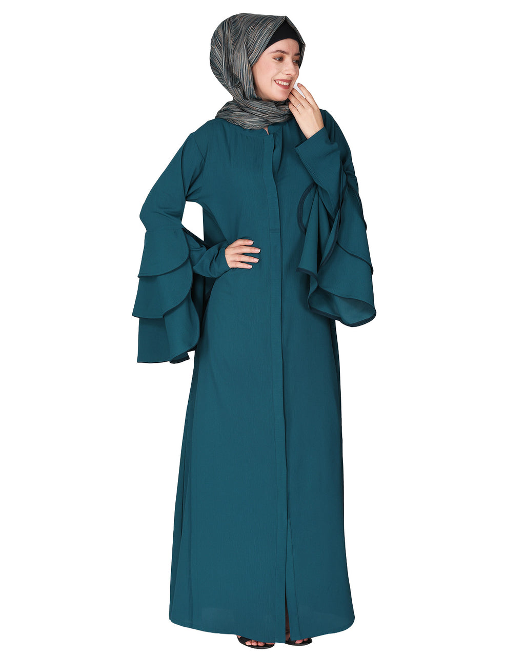 Stylish Frill Sleeves Abaya