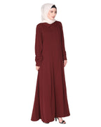 Unpretentious Abaya With Fancy Shirt Collar.