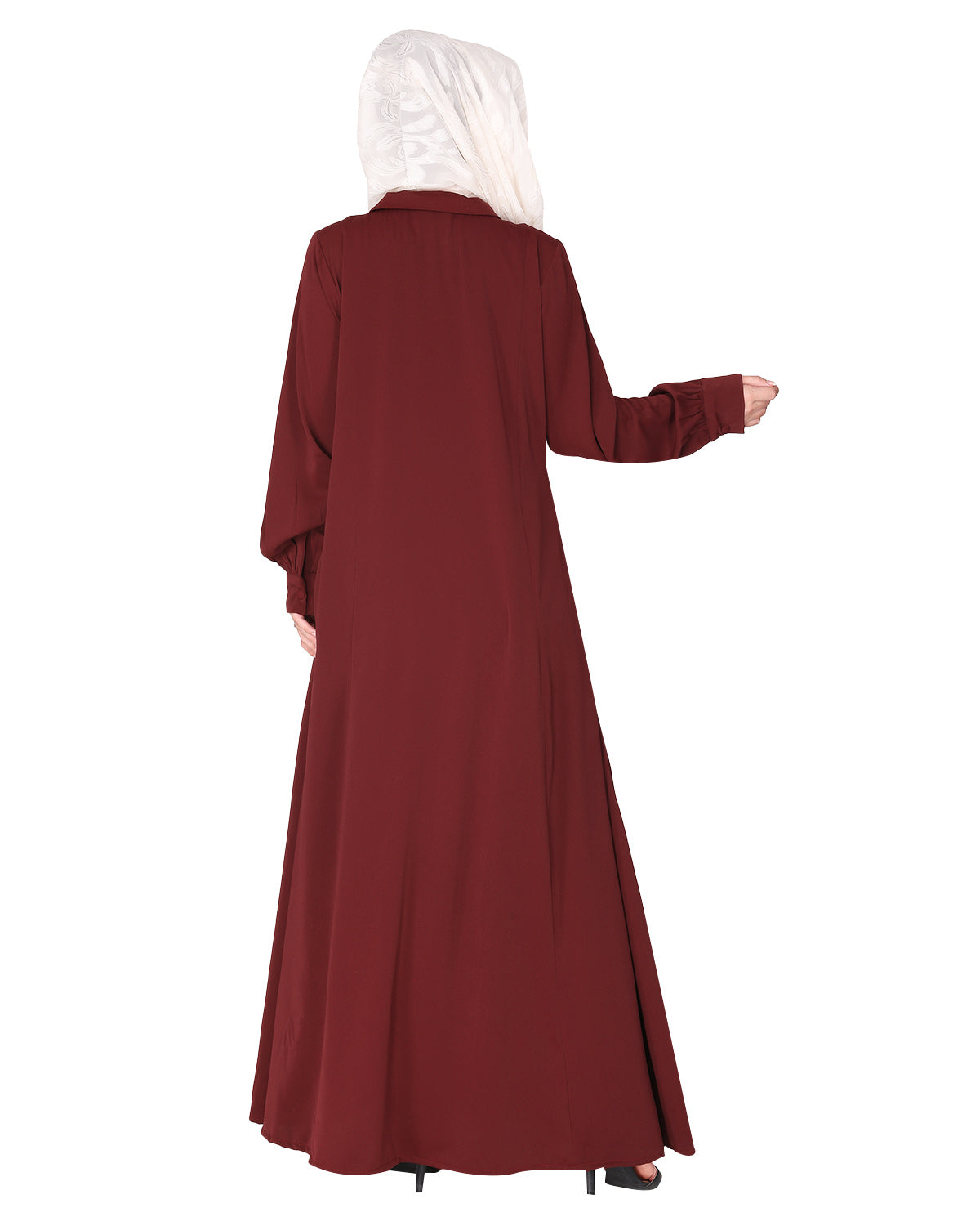 Unpretentious Abaya With Fancy Shirt Collar.