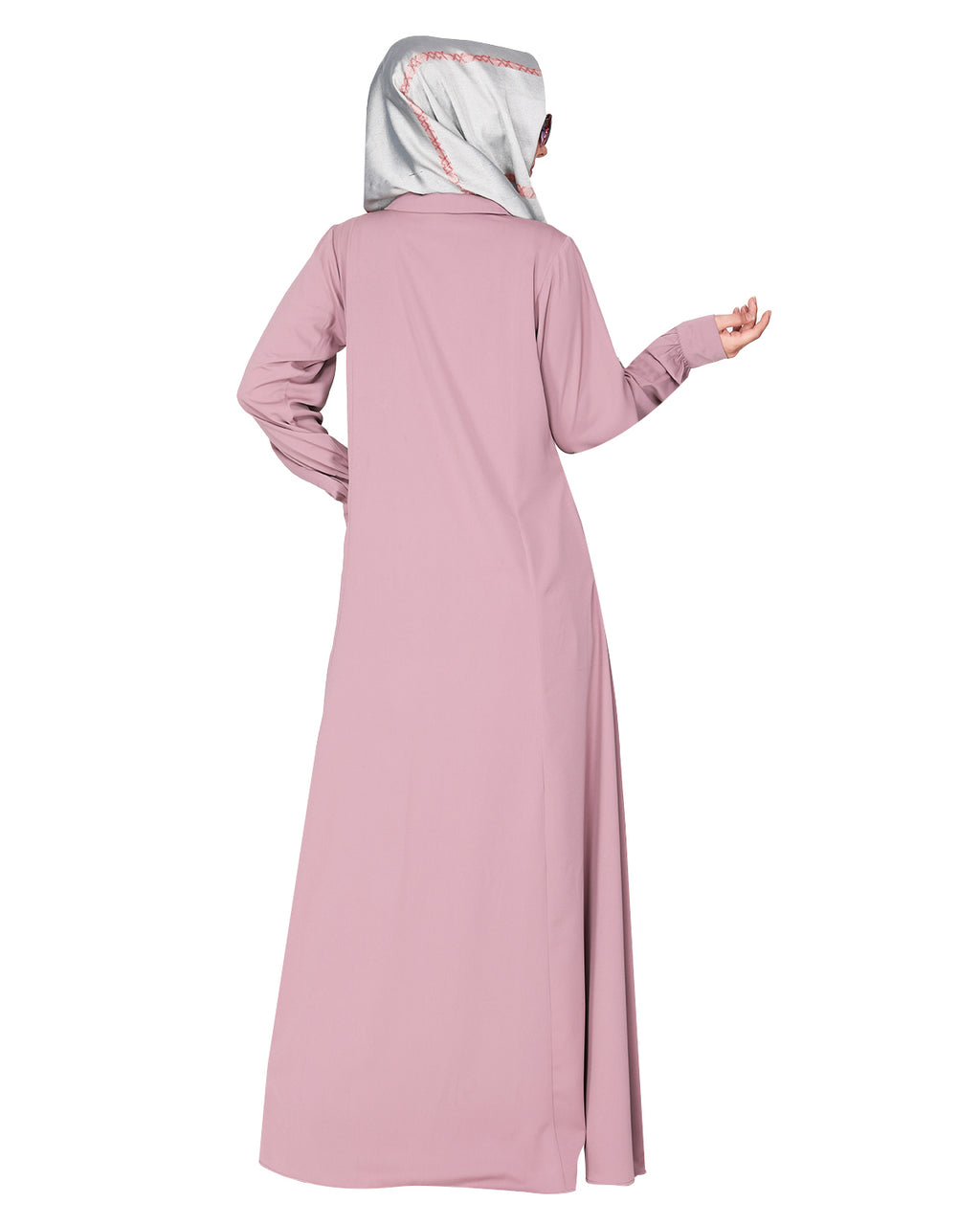Unpretentious Abaya With Fancy Shirt Collar.
