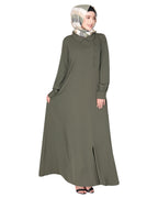 Unpretentious Abaya With Fancy Shirt Collar.