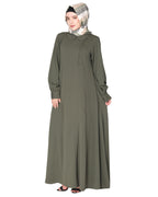 Unpretentious Abaya With Fancy Shirt Collar.