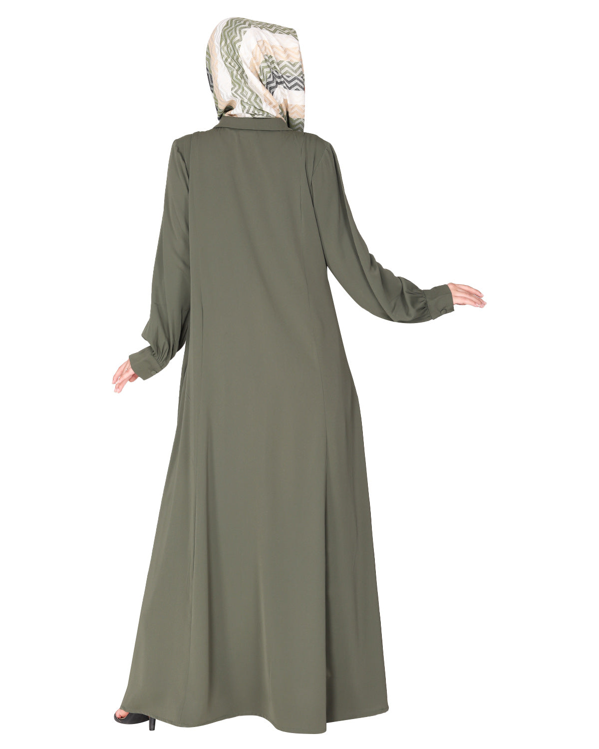 Unpretentious Abaya With Fancy Shirt Collar.