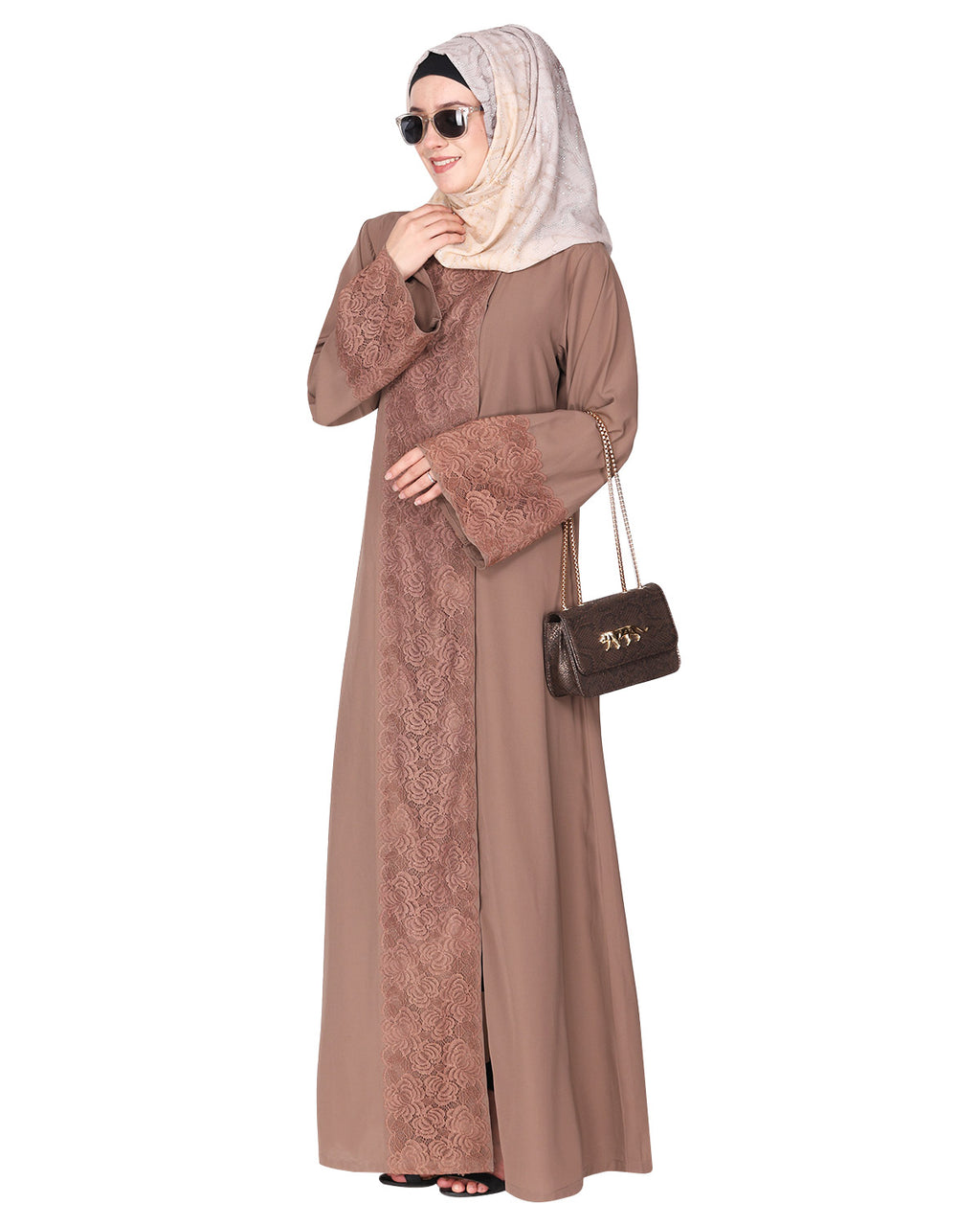 Eloquent Wide-laced Front Open Abaya